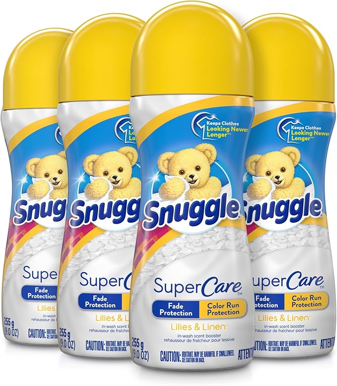 Snuggle SuperCare in-Wash Scent Booster Lilies and Linen Fade Protection and Color Run Protection 9 Ounce 4 Count
