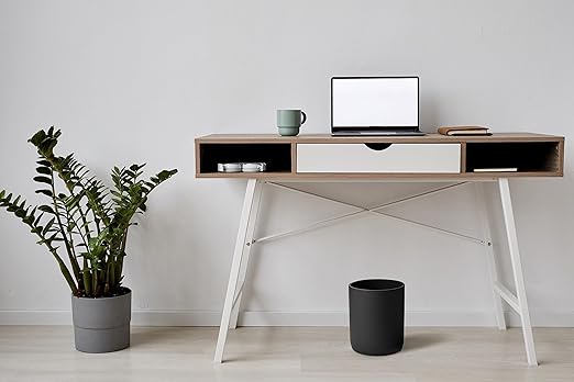 Essentra Home Matte Black Wastebasket Recycling Bin for Office Trash Can for Bathroom or Bedroom. 2.2 Gallon.