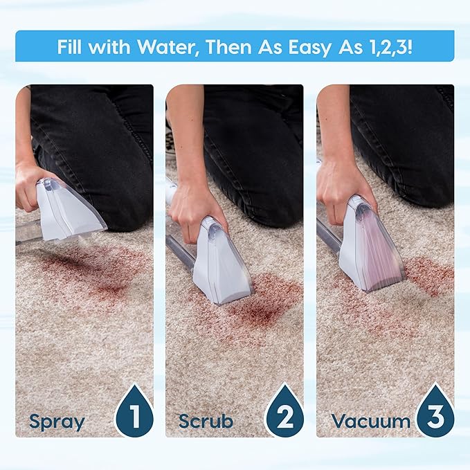 IRIS USA Carpet Spot Cleaner Machine with Auto Spray for Low Pile Carpets Couch Sofa Upholstery Car DetailingShallow Berber Rug Lightweight Portable Chemical-Free Stain Remover 500mL Water Tank