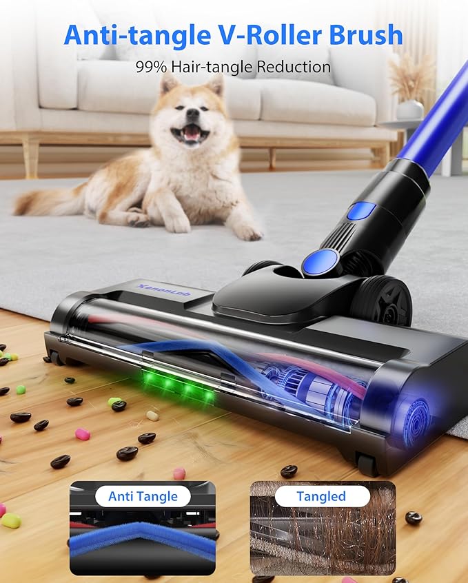 Cordless Vacuum Cleaner 45KPA Stick Vacuum Cleaners for Home 6-in-1 Rechargeable Lightweight Vacuum Up to 35Mins Runtime with Powerful Suction for Carpets Pet Hair Hardwood Floors