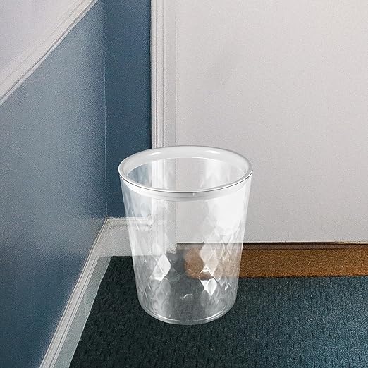 Sosoport Transparent Round Trash Container Polymer Material Large Capacity Garbage Bin for Bathroom Kitchen Lightweight Multi-Function Wastebasket