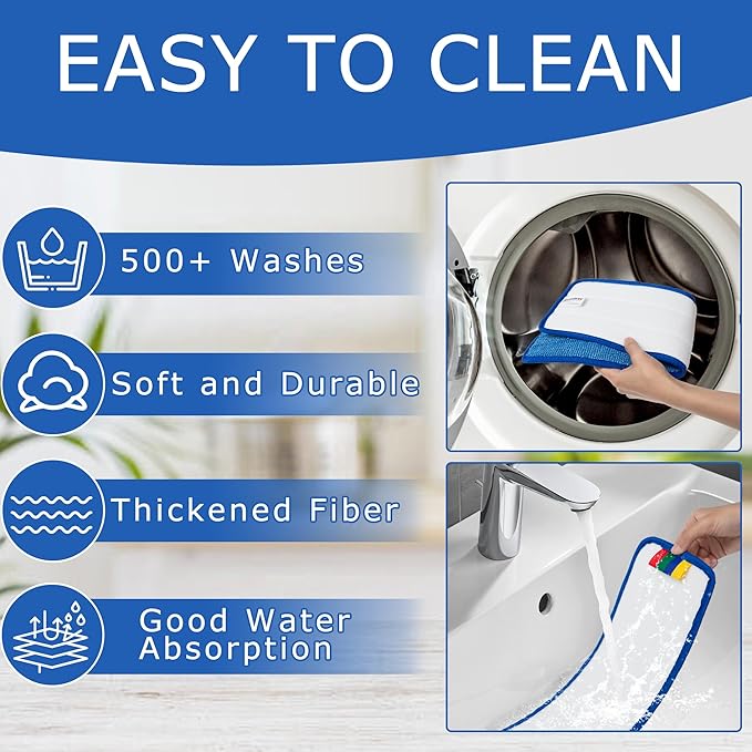 12 Pack Replacement Microfiber Pad - Thick - Universal Commercial 17-18 Inch Mop Head- Heavy Duty - Wet &amp Dry Commercial Cleaning Refills Reusable Mop Refills Fit for Most Microfiber Flat Mop Syst