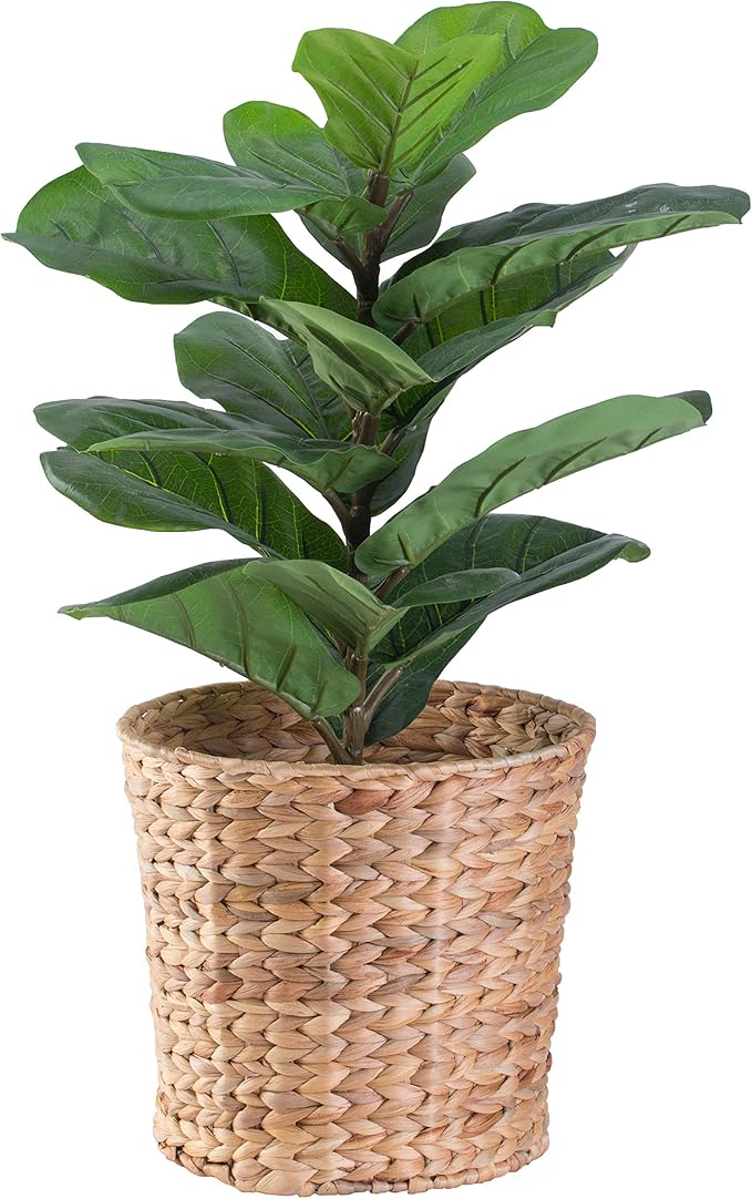 Vintiquewise Natural Water Hyacinth Round Waste Basket - for Bathrooms Bedrooms or Offices