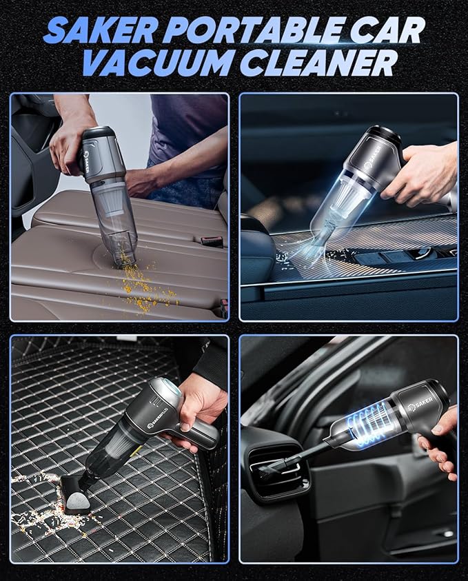 Saker Car Vacuum Portable Cordless Handheld Car Vacuum 15000PA High Power with Brushless Motor and Blower for CarsOfficeHome Cleaning HL107B