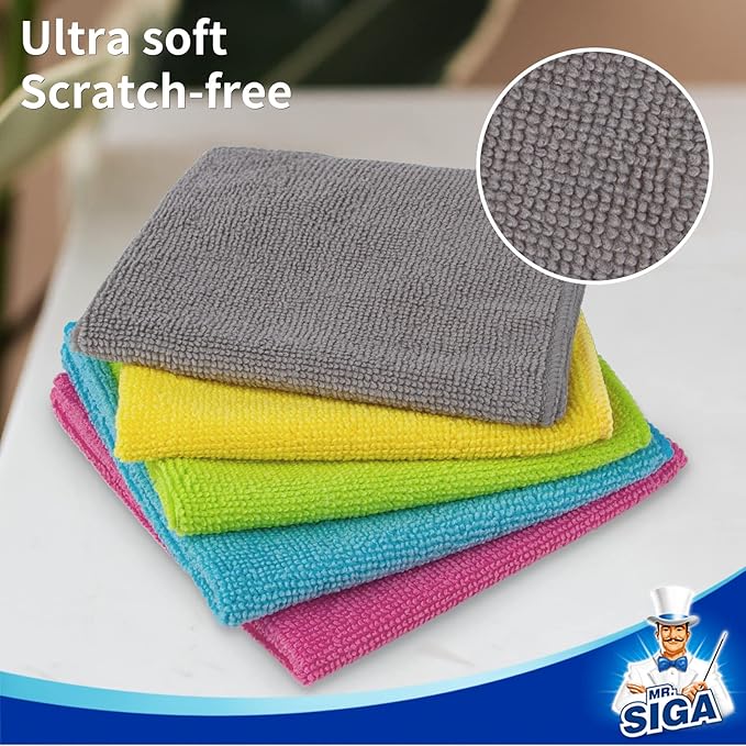 MR.SIGA Microfiber Cleaning Cloth All-Purpose Cleaning Towels Pack of 50 Size 11.8 x 11.8 in