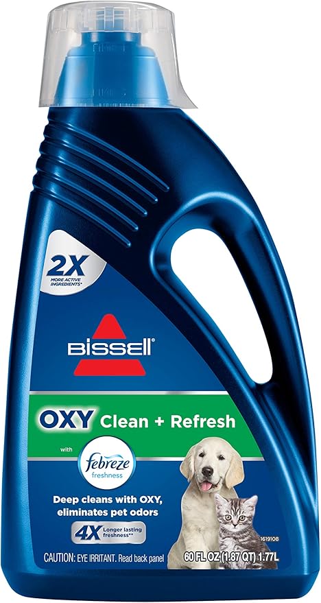 Bissell OXY Clean + Refresh with Febreze Carpet Cleaning Solution for use in Leading Upright Carpet Cleaners 60oz Deep Cleans with Oxy eliminates pet Odors