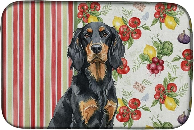 Caroline's Treasures Gordon Setter Vegetables Dish Drying Mat Absorbent Dish Drying Mat Pad for Kitchen Counter Dish Drainer Mat for Countertop 14 x 21 Multicolor