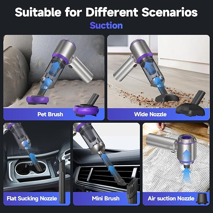 Car Vacuum Portable Cordless 22000PA High Power handheld Vacuum Cleaner with Brushless Motor11 in 1 Mini Hand Held Vacuum Cordless Rechargeable Air Duster/Blower/Pump for Car Home Pet Office