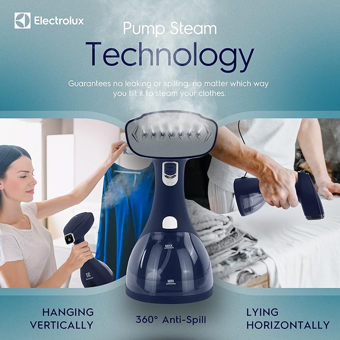 Electrolux Steamer for Clothes LX15003 Portable Handheld Fabric and Garment Steamer Iron Press Wrinkle Remover with Lint Remover &amp Fabric Brush – Blue