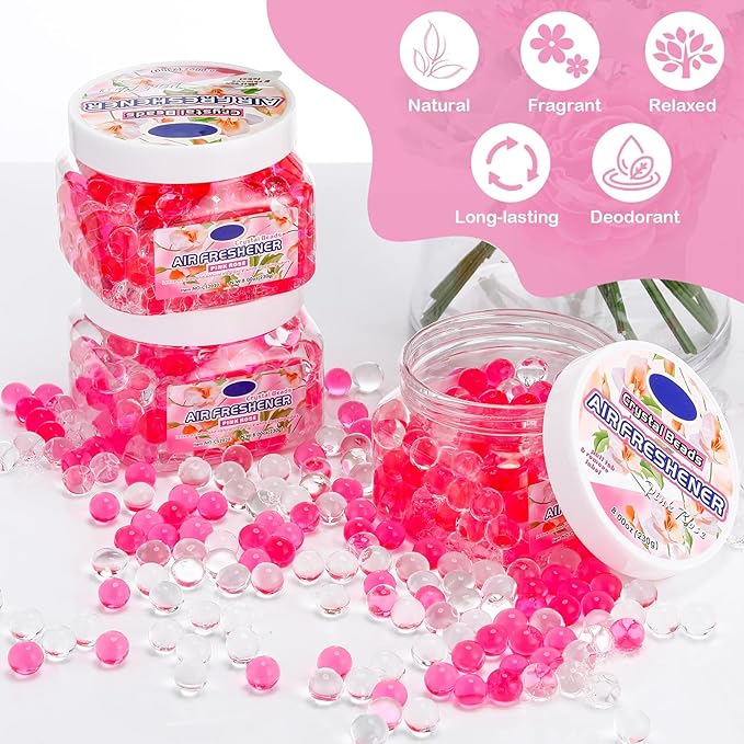 18 Pack Gel Odor Eliminator Beads 8 Ounce Scent Beads Bulk Air Freshener Removing Long Lasting Eliminates Odors for Home Bathrooms Cars Boats Rvs and Pet Areas(Rose)