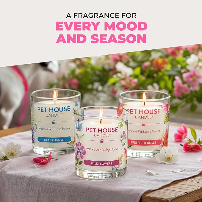 Pet House Candles Clean Burning Long Lasting Pet Odor Candles Plant-Based 60 Hour Burn Time - Tropical Fruit 9 oz 2 Pack