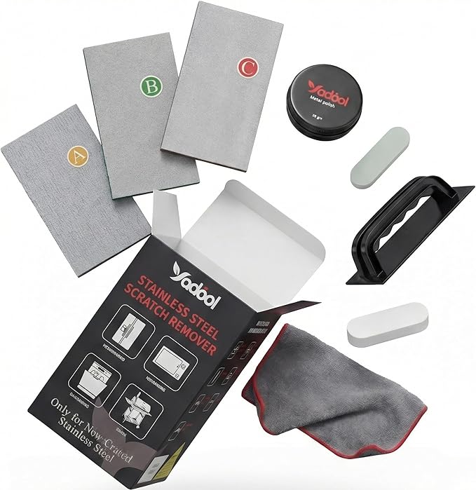Stainless Steel Range Hood Scratch Remover Kit for Non-Coated Stainless Steel Surfaces Removes Scratches Scuffs Abrasions Restores Brushed Finish DIY Repair Solution