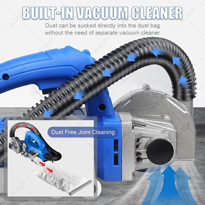 1200W Electric Grout Cleaning Tool 9000RPM Home Tile Gap Cleaner with Self-Vacuuming for Kitchen Bathroom DIY Regrouting &amp Old Grout Removal