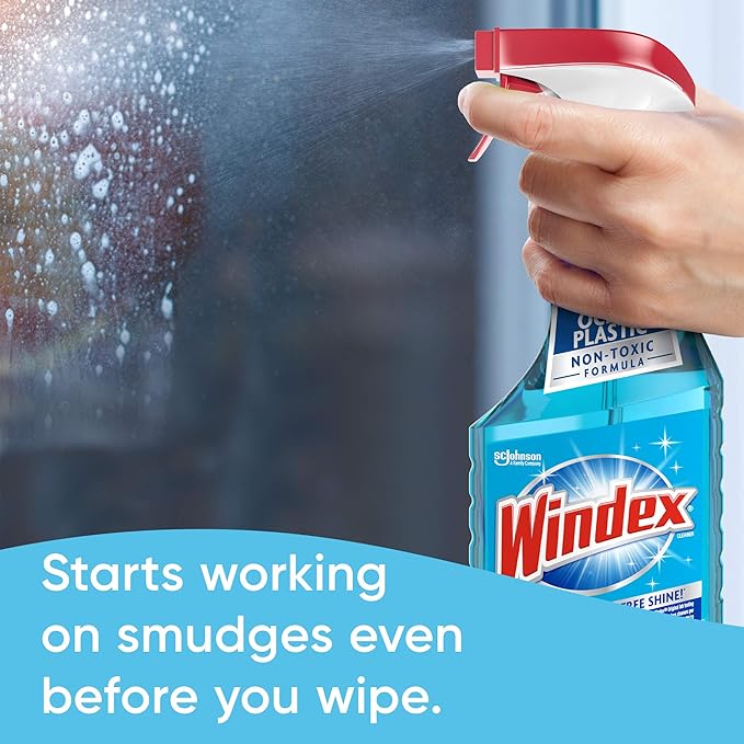 Windex Glass and Window Cleaner Refill Bottle Bottle Made from 100% Recycled Plastic Original Blue 32 Fl Oz (Pack of 12)