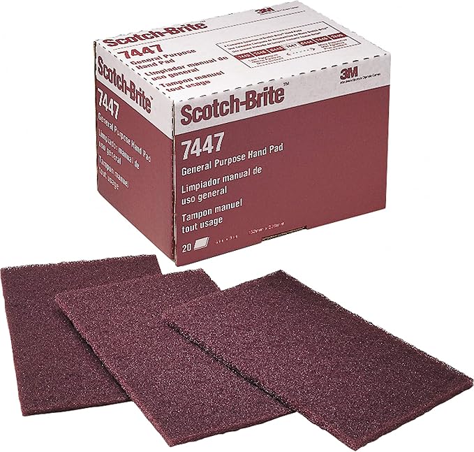 6 x 9 3M 07447 Scotch-Brite Maroon General Purpose Hand Pads (1-Pack of 20 Pads)