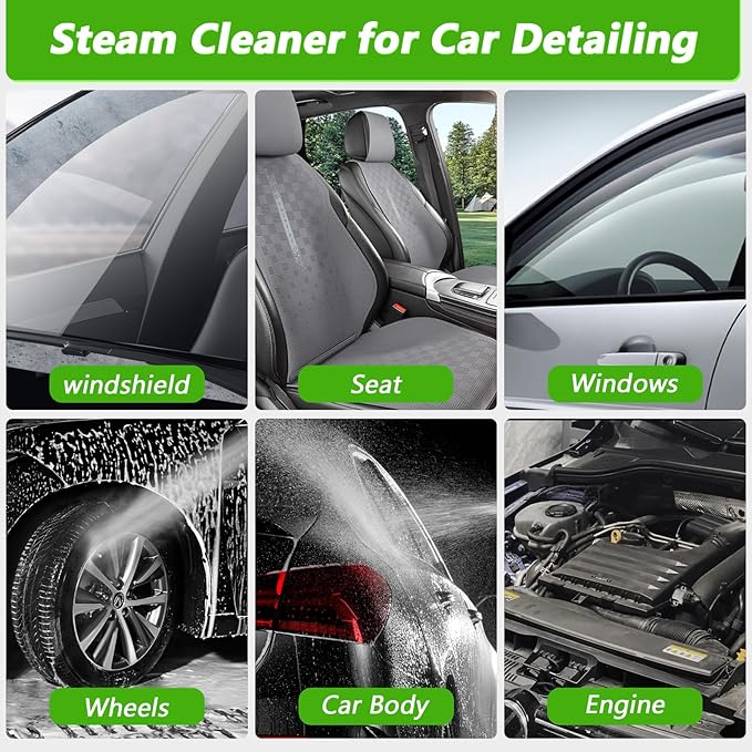Handheld Steam Cleaner 2500W High Pressure Steamer for Cleaning Portable Steam Cleaner with 1.6L Water Tank 3 Levels Adjustable Handle Steam Cleaner for Home Car Furniture Bed Bugs (Green)