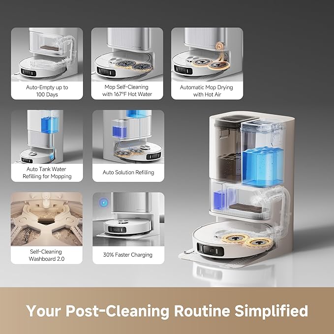 DREAME L40s Ultra AE Robot Vacuum and Mop Combo 19000Pa Suction Self Emptying Dust Box Flexible Mop &amp 167℉ Self Cleaning Washboard Diverse Brush Selection All-in-One Station Auto Refill