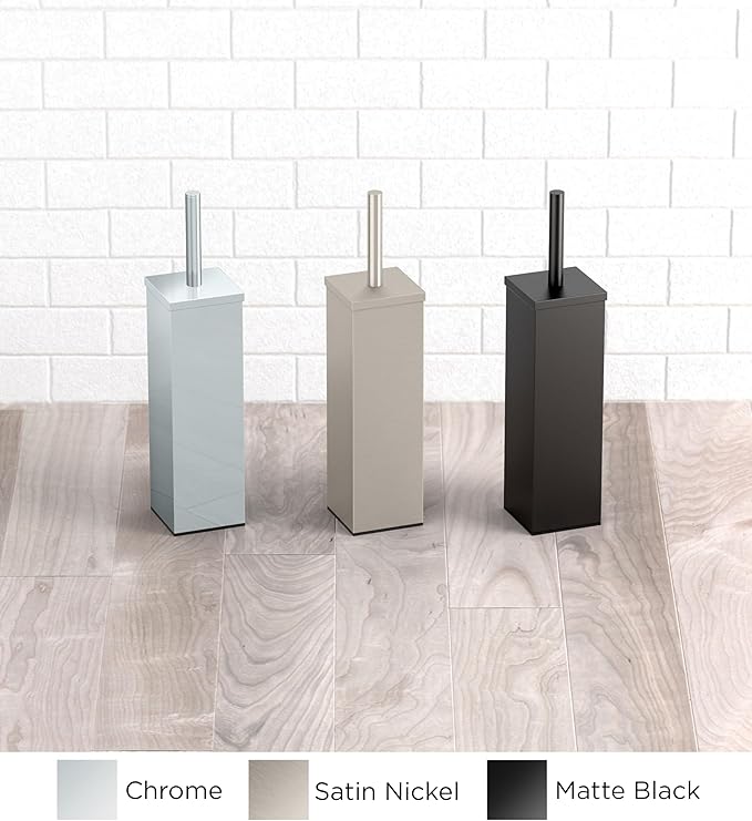 Gatco 1488MX Elegant Square Toilet Brush Holder Matte Black
