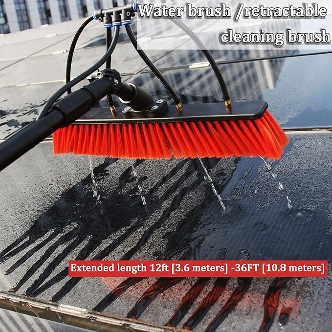 Water Fed Pole Kit Adjustable Window Cleaning Pole Solar Panel Cleaning Brush Window Cleaning Pole Water Fed Brush (20FT/6M)