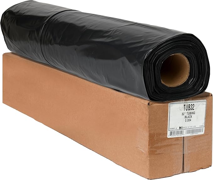 Aluf Plastics 32 Tubing 4 MIL Black Compactor Bags With 3 Core Rolls - 32 Inch x 244 Feet - For Contractor Industrial Healthcare &amp Municipal