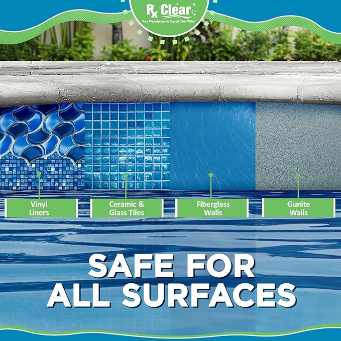 Rx Clear 1 Inch Chlorine Tabs | 5 Pounds | Use Tablets as Bactericide Algaecide &amp Disinfectant in Swimming Pools | Stabilized Long Lasting Slow Dissolving &amp UV Protected