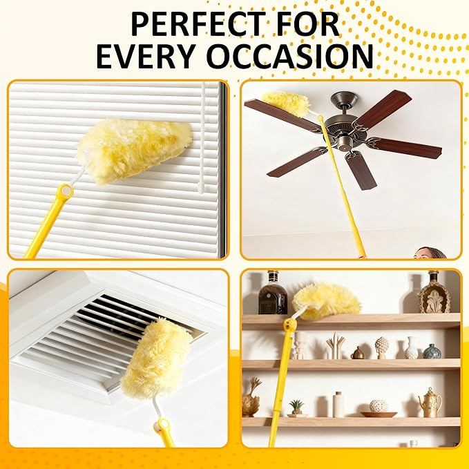 Duster Refills for Swiffer 100 Count with 1 Handle Heavy Duty 4X Microfiber 360° Swivel Disposable Dusting Pads for Multi-Surface Cleaning - Unscented