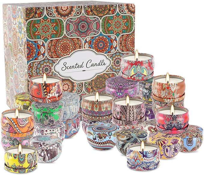 36 Pack Scented Candles Set for Home Relaxing Stress Relief Aromatherapy - Natural Soy Wax and Fragrance - Gifts for Women Mom Best Friend Wife Birthday