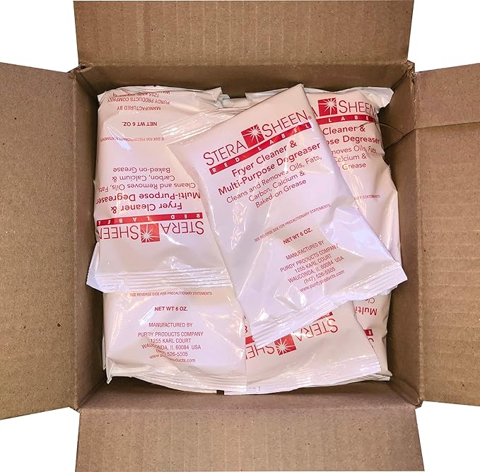 Stera Sheen Fryer Cleaner 24 x 6 oz. Pkts Stera Red Label Food Grade Fryer Cleaning Powder Fryer Boil Out Easy Use Portion Packets