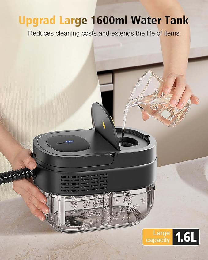 Steamer for Cleaning3-Speed Adjustable Handle1.69 Quarts Large Capacity Tank Steam Cleaner Handheld Detachable 13PCS Accessories steamer for CarHome kitchensCamping