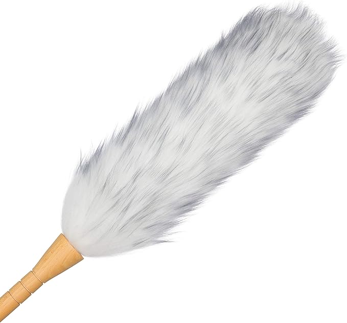 REDECKER Lambswool Duster Natural Magnet for Dust and Fine Particles Cleans Without Scratching 29-1/2 inches - Lambs Wool Dusters for Cleaning - Lambs Wool Duster Made in Belgium Reusable Duster