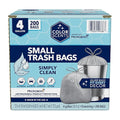 Color Scents Small Trash Bags - 4 Gallon 200 Bags (1 Pack of 200 Count) Drawstring - Silver Bag in Simply Clean Scent with Microban