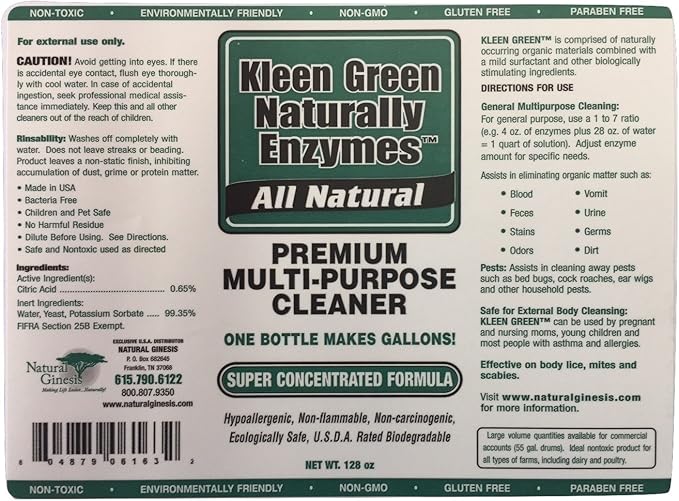 Kleen Green Naturally - 128 oz Concentrated Formula