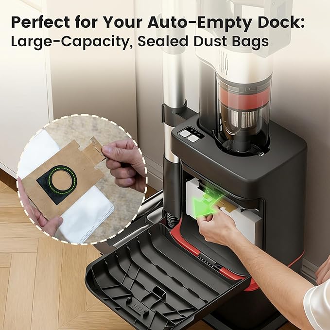 soges Auto-Empty &amp Self-Charging Cordless Stick Vacuum Cleaner with Anti-Tangle Brushroll HEPA Enclosed Barrier System Charging Dock Lightweight Handheld for Pet Hair Hard Floors 45 Min Runti
