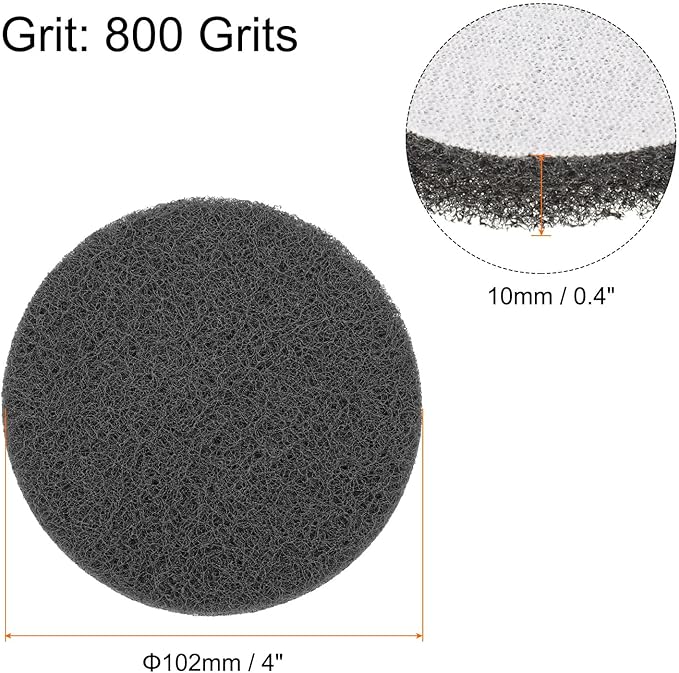 HARFINGTON 20pcs Scrubber Scouring Pads 800 Grits 4 Inch Drill Power Brush Hoop and Loop Surface Conditioning Disc Drill Scuffing Disc Scrub Pads for Home Kitchen Cleaning Grey