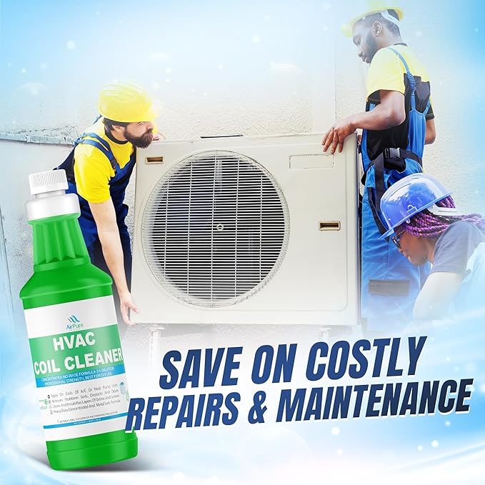 AC Evaporator Coil Cleaner - 1 Quart (946mL) No-Rinse Formula Metal-Safe Corrosion Inhibitors – Cleans Air Conditioners Condensers HVAC Mini Splits Heat Pumps – Residential &amp Commercial Use