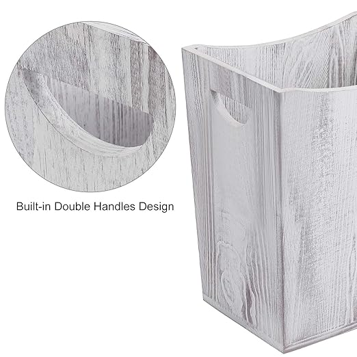 LIANTRAL Wood Trash Can Bathroom Trash Can Rustic Farmhouse Style Wastebasket Bin for Bedroom Office Living Room Bathroom Garbage Can Rustic Gray