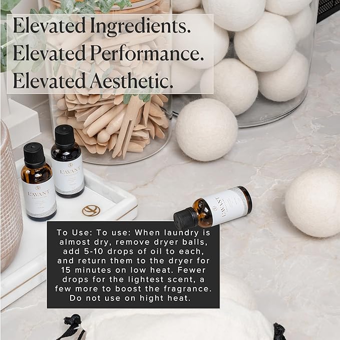 L’AVANT COLLECTIVE | Essential Oils for Laundry - Dryer Balls Scents – Scented Fragrance Essential Oil Drops | Fresh Linen Laundry Oil - Lavender Geranium Essential Oil Blend w/Ylang Ylang &amp Bambo