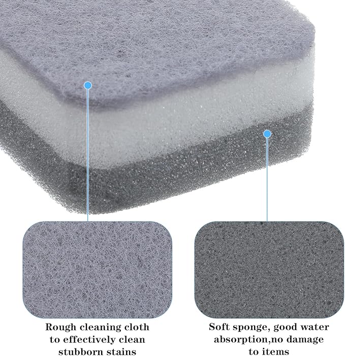 40 Pcs Kitchen Dishwashing Sponge Individually Wrapped Sponges Bulk Non Scratch Scouring Pad Odor-Free Dish Sponges for Washing Dishes Wipes for Household Cleaning Dishes Travel Apartments Grey