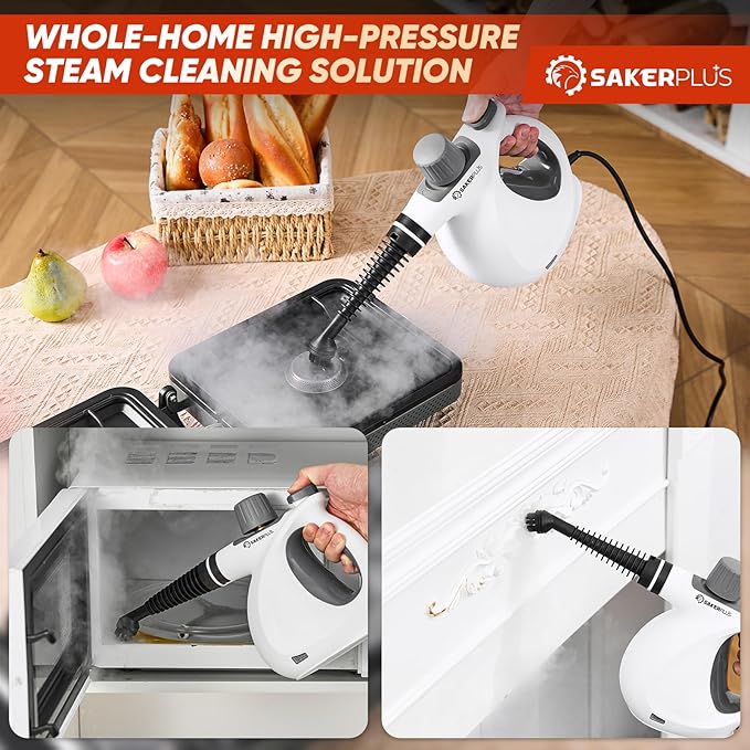 Steam Disinfection Cleaner Handheld Pressurized Natural Steam Cleaner with 9 PCS Accessories Portable Multi-Surface Steamer for Cleaning Home Kitchen Floor Upholstery Tile Grout &amp Car