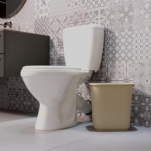 28 Qt. / 7 Gallon Beige Rectangular Wastebasket Trash Can