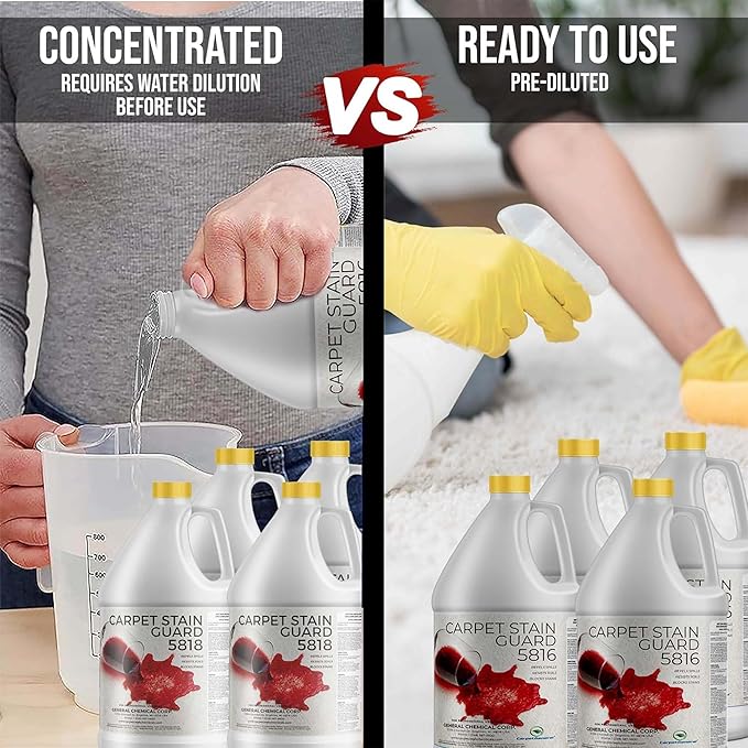 General Chemical Carpet &amp Fabric Protectant - Stain Shield for Carpets Rugs Drapes Upholstery &amp More - Rug Guard 5818 - Ultra Concentrated Fabric Protector Spray - 4 Gallon Case
