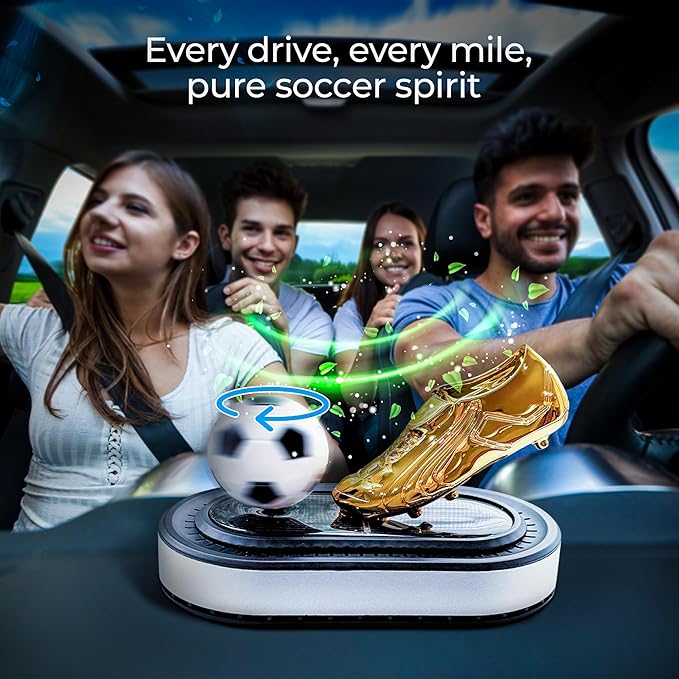 Solar-Powered Soccer-Themed Car Freshener - Solar Rotating Soccer Ball Car Freshener Soccer Gifts for Men &amp Women Gift for Coach Players Teams &amp Fans