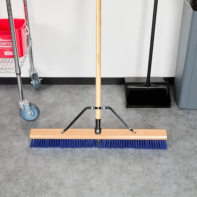 Restaurantware-BROOM HEAD ONLY: Clean Tek Professional 30-Inch Broom Head 1 Heavy-Duty Push Cleaning Tool - Handle And Brace Sold Separately Heavy Plastic Bristles Wooden Commercial Use