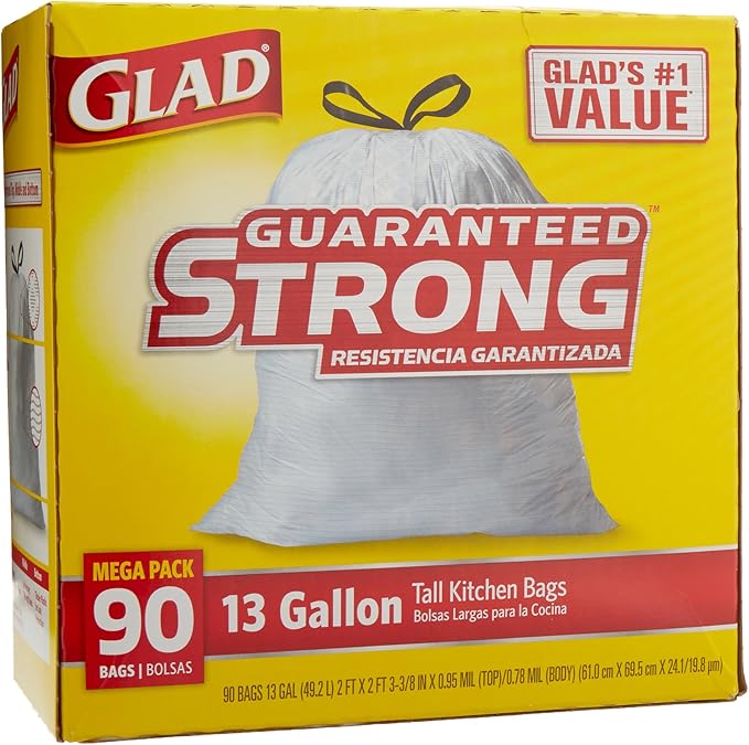 Glad 78536 Tall Kitchen Trash Bag 90 Count - 13 Gallon