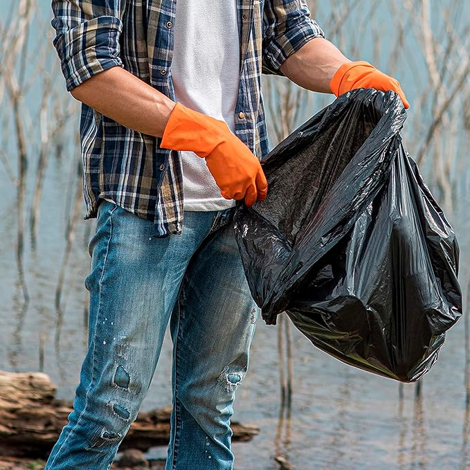 APQ Outdoor Trash Bags Large 38 x 58 Pack of 100 Black Trash Can Liners Thin 1.5 Mil Polyethylene Big Garbage Bags Unscented Leakproof Waste Basket Bags 60 Gallons Kitchen Waste Basket Liner