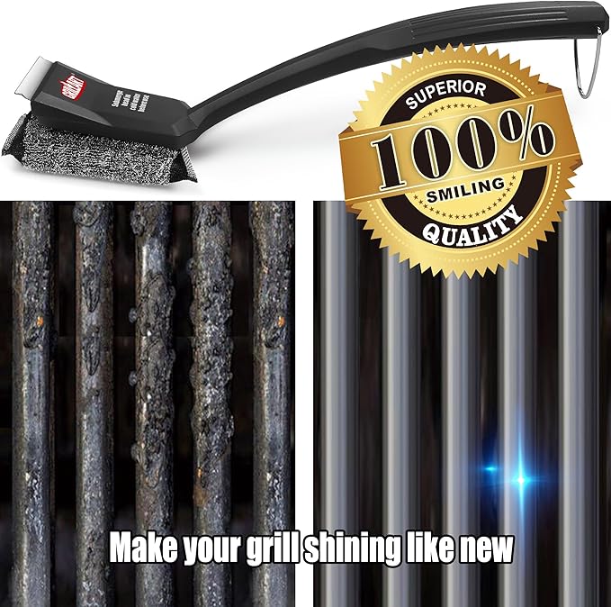 GRILLART SteamWizards Grill Brush Bristle Free Safe BBQ Grill Brush for Outdoor Grill Flat Top Grill Cleaner with Replaceable Head Suitable for All Grates Griddle Accessories Dishwasher Safe