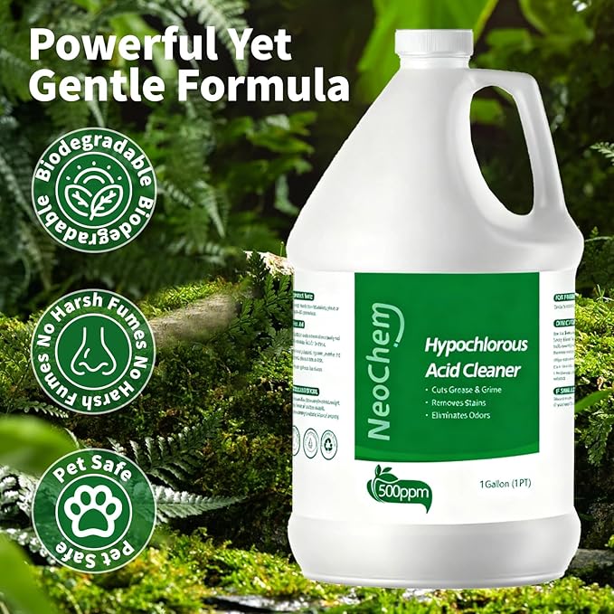 Hypochlorous Acid Spray For Cleaning 500ppm Hypochlorous AcidCuts Grease Removes Stains Eliminates Odors - No Rinse No Harsh Fumes Biodegradable (1Gallon*8)