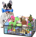 Indestructible Dog Toy basket Medium Toy Box for DogsPet Toy Bin Dog Metal Basket for Toys Toy Storage Organizer Toy Box for Living Room Area (Black)