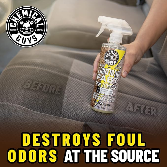 Chemical Guys Lightning Fast Carpet and Upholstery Stain Extractor - Carpet Cleaner Safe for Fabric Upholstery Cars Home Office Furniture and More Fresh Scent - 128 oz