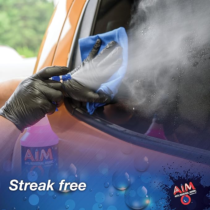 AIM Chemicals Ammoniated Glass Cleaner Concentrate - Streak-Free Shine for Windows Cars Homes Offices - Dilutes 10:1 - Removes Dirt Grime Fingerprints - Ideal for Glass Spray Bottles - Gal